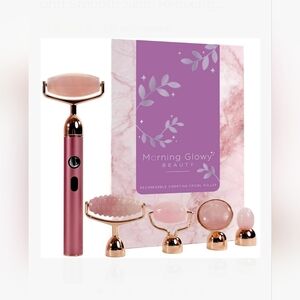 BNIB; Morning Glowy Beauty Vibrating Face Roller & Massager - 5 in 1 Rose Quartz